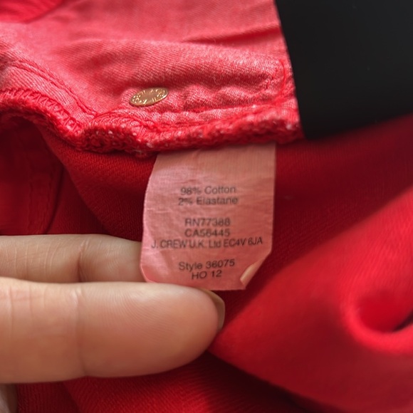 J. Crew Red Matchstick Jeans, Size 29, Low Waisted - Picture 5 of 10